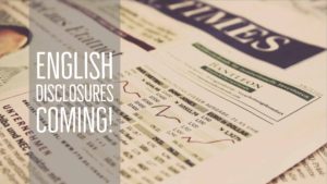 English Financial Disclosures Coming!